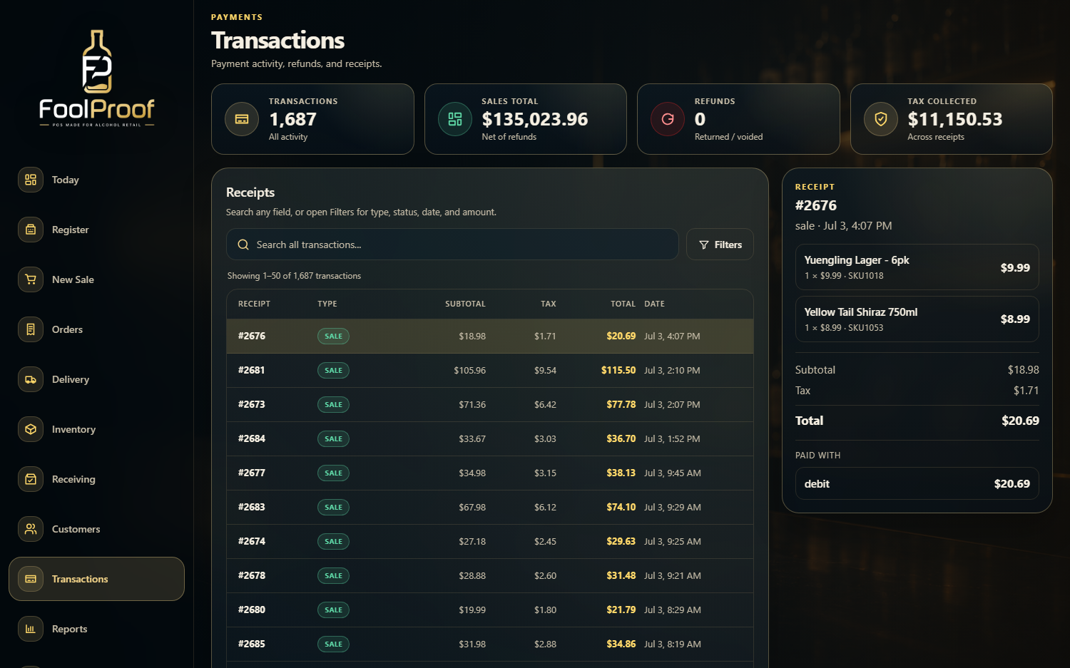 FoolProof transaction history